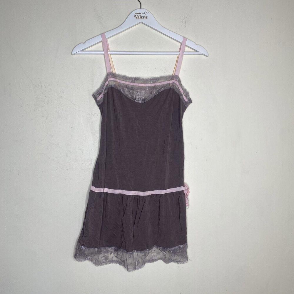 Victorias Secret Y2k Mauve Lace Pink Tie Mini Dress Lingerie Slip Size XS Ballet - Picture 1 of 12